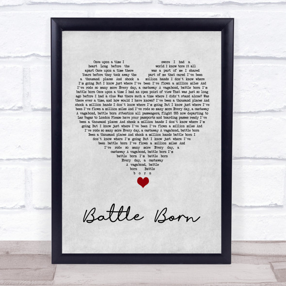 Five Finger Death Punch Battle Born Grey Heart Song Lyric Wall Art Print