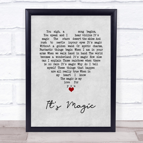 Doris Day It's Magic Grey Heart Song Lyric Wall Art Print