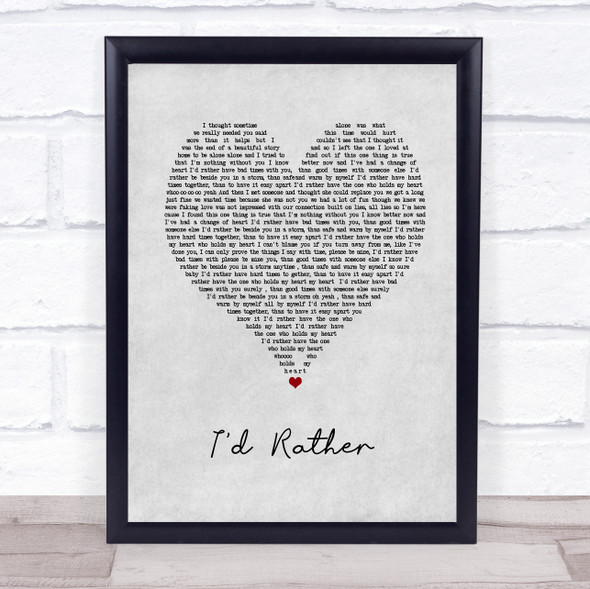 Luther Vandross I'd Rather Grey Heart Song Lyric Wall Art Print