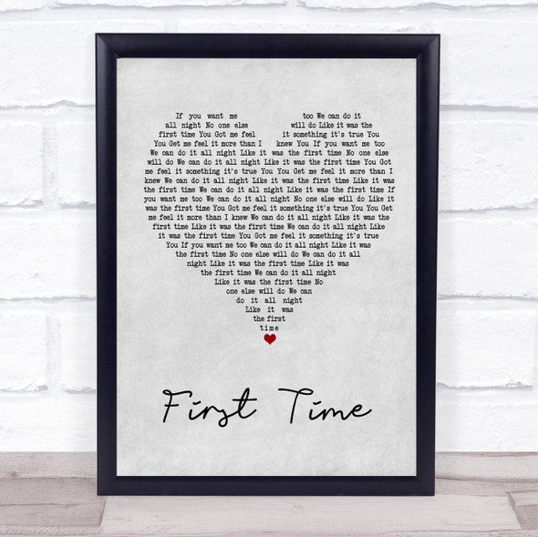 M-22 First Time Grey Heart Song Lyric Wall Art Print