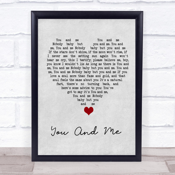 Penny And The Quarters You And Me Grey Heart Song Lyric Wall Art Print