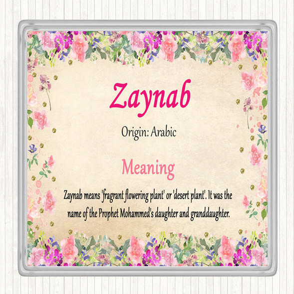 Zaynab Name Meaning Coaster Floral