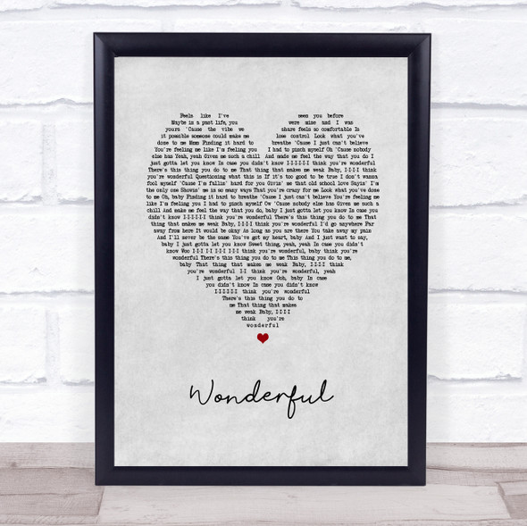 Aretha Franklin Wonderful Grey Heart Song Lyric Wall Art Print