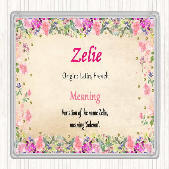 Zelie Name Meaning Coaster Floral