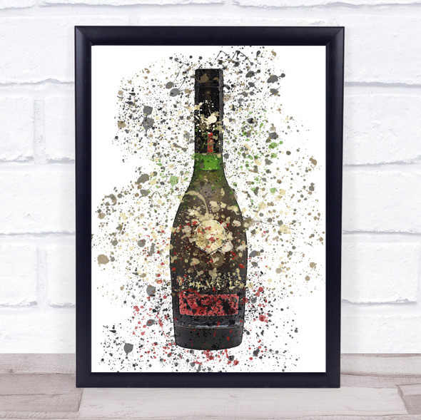 Watercolour Splatter French Cognac Bottle Wall Art Print