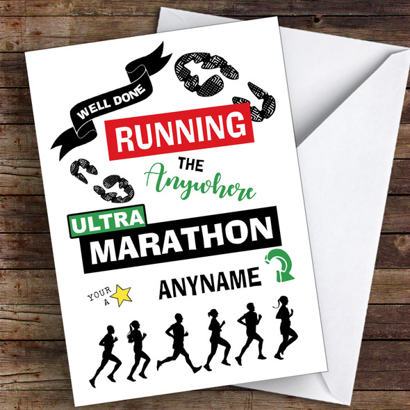 Running Anywhere Ultra Marathon Congratulations Personalised Greetings Card