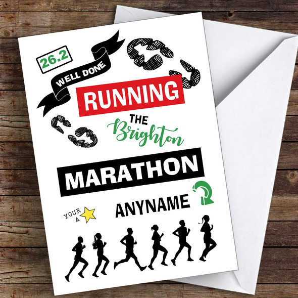 Running Fill-In-Name Marathon Congratulations Personalised Greetings Card