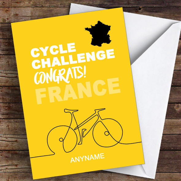 Cycle France Challenge Well Done Personalised Greetings Card