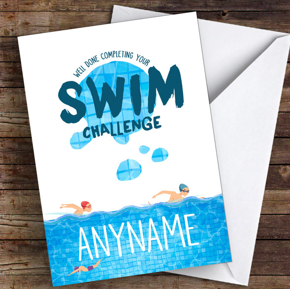 Swim Challenge Well Done Personalised Greetings Card