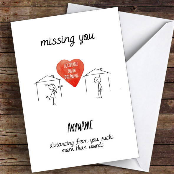 Missing You Cute Acceptable Social Distancing Coronavirus Quarantine Card