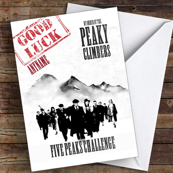 5 Peaks Challenge Funny Peaky Good Luck Personalised Good Luck Card