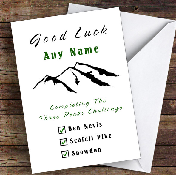 Completing Three Peak Challenge White Personalised Good Luck Card