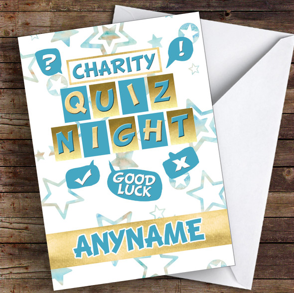 Charity Quiz Night Good Luck Team Personalised Good Luck Card