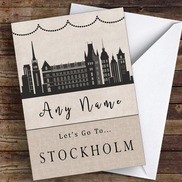 Surprise Let's Go To Stockholm Personalised Greetings Card