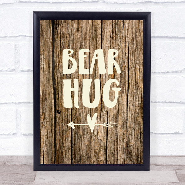 Bear Hug Wood Framed Wall Art Print