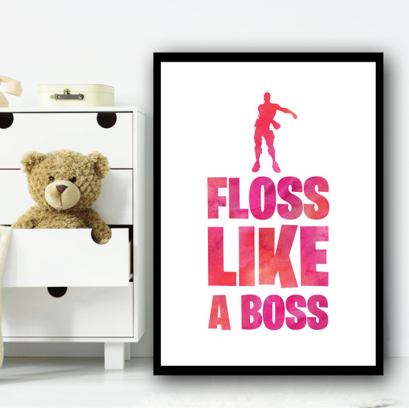 Fortnite Floss Like A Boss Pink Children's Nursery Bedroom Wall Art Print