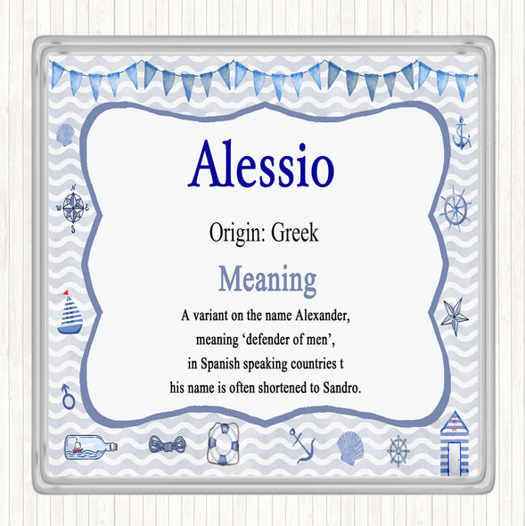 Alessio Name Meaning Coaster Nautical