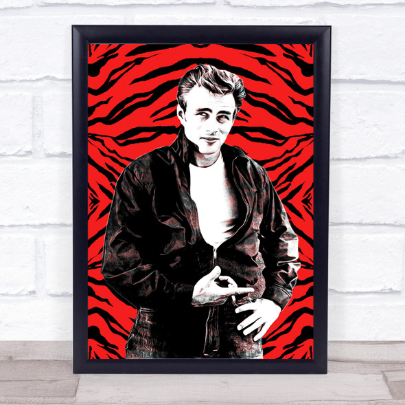 James Dean Red Zebra Print Funky Framed Wall Art Print