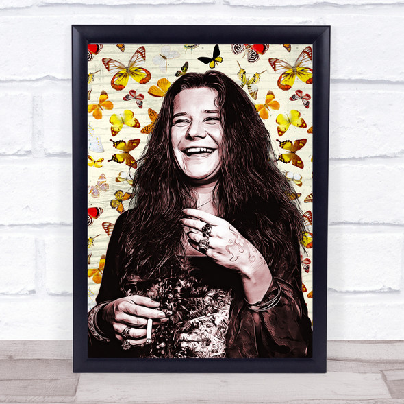 Janis Joplin Butterflies Funky Framed Wall Art Print