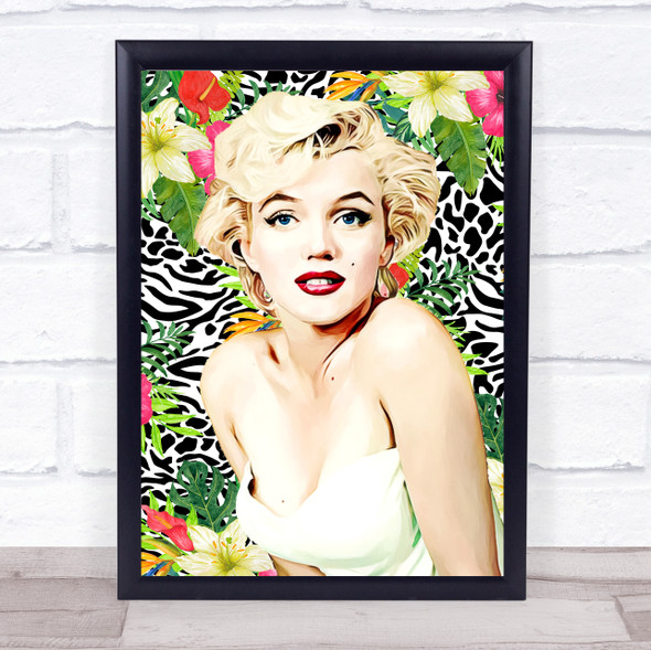 Marilyn Monroe Animal Print Floral Funky Framed Wall Art Print