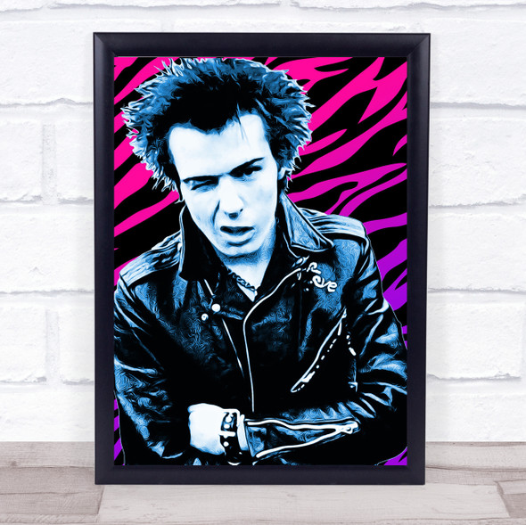 Sid Vicious Zebra Print Funky Framed Wall Art Print