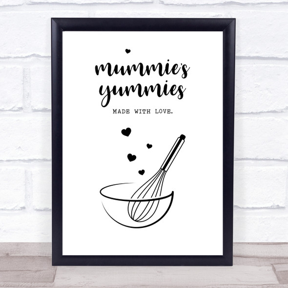 Mummies Yummys Made With Love Quote Typogrophy Wall Art Print