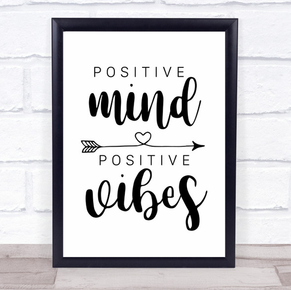 Positive Mind Positive Vibes Quote Typogrophy Wall Art Print