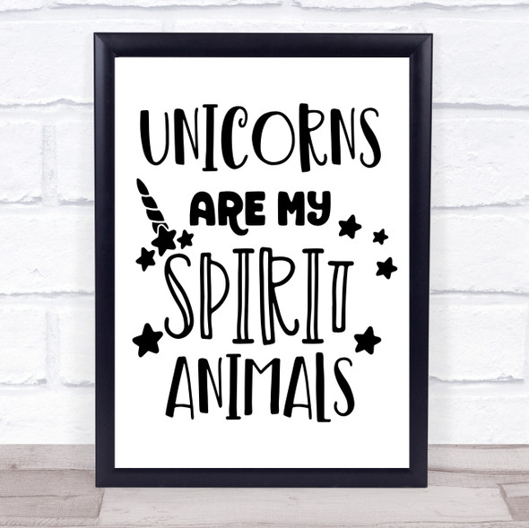 Unicorn Spirit Animal Quote Typogrophy Wall Art Print