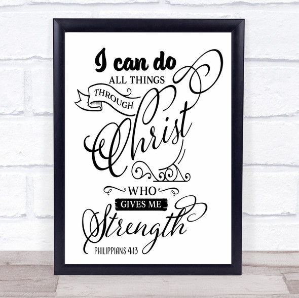 I Can Do All Things Through Christ Quote Typogrophy Wall Art Print