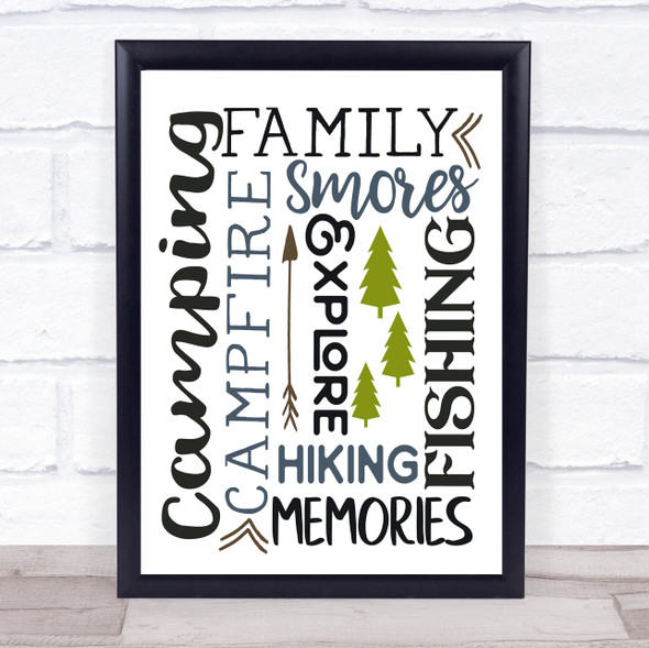 Camping Fishing Smores Quote Typogrophy Wall Art Print