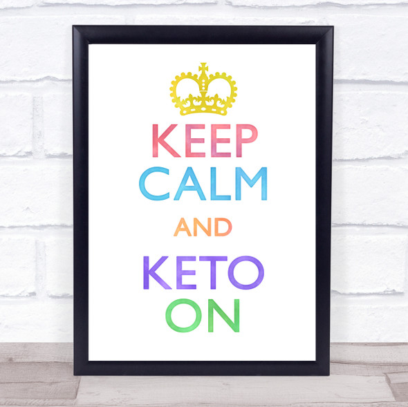 Keep Calm And Keto On Watercolour Quote Typogrophy Wall Art Print
