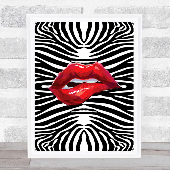 Lips Zebra Style Decorative Wall Art Print