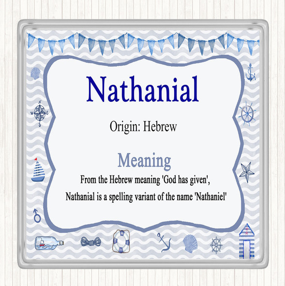 Nathanial Name Meaning Coaster Nautical