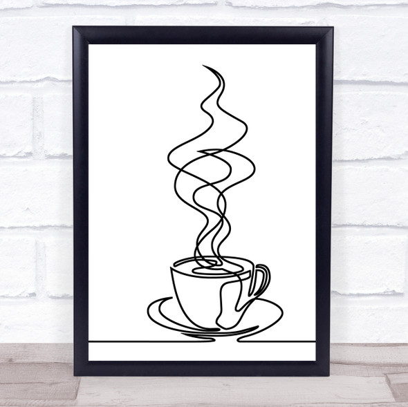 Black & White Line Art Espresso Coffee Decorative Wall Art Print