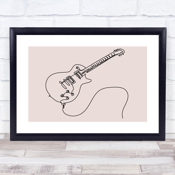 Block Colour Line Art Electric Guitar Decorative Wall Art Print