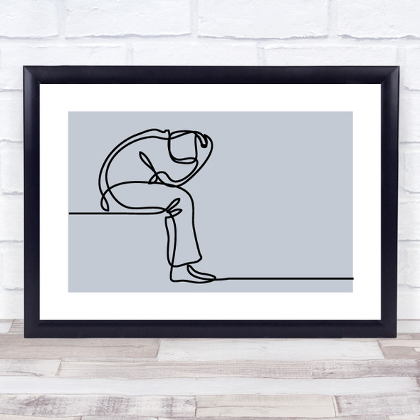 Block Colour Line Art Man Depressed Decorative Wall Art Print