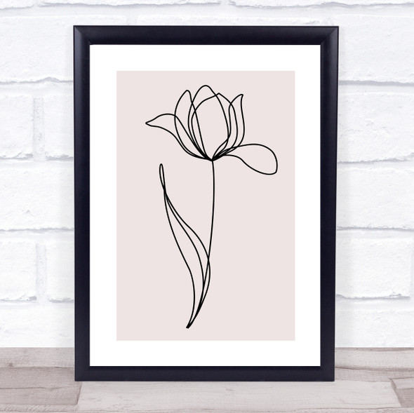 Block Colour Line Art Pretty Tulip Decorative Wall Art Print