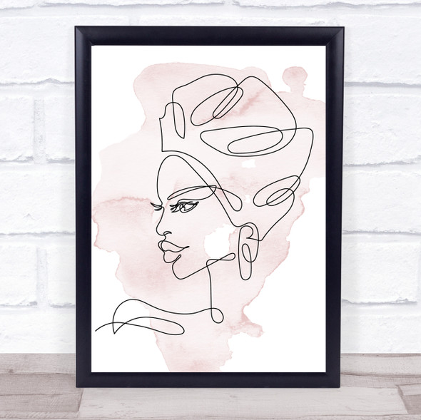 Watercolour Line Art African Lady Decorative Wall Art Print