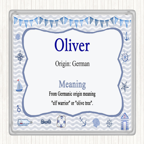 Oliver Name Meaning Coaster Nautical