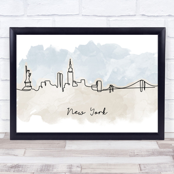 Watercolour Line Art New York Decorative Wall Art Print