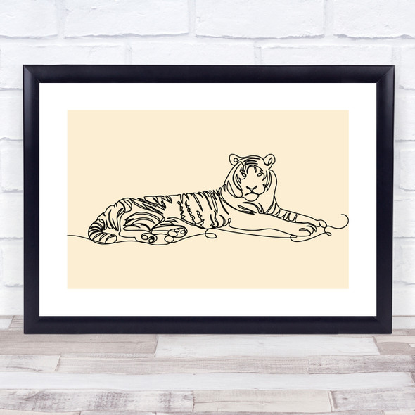 Block Colour Line Art Tiger Decorative Wall Art Print