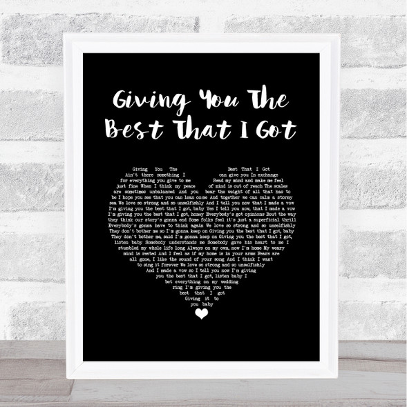 Anita Baker Giving You The Best That I Got Black Heart Song Lyric Print