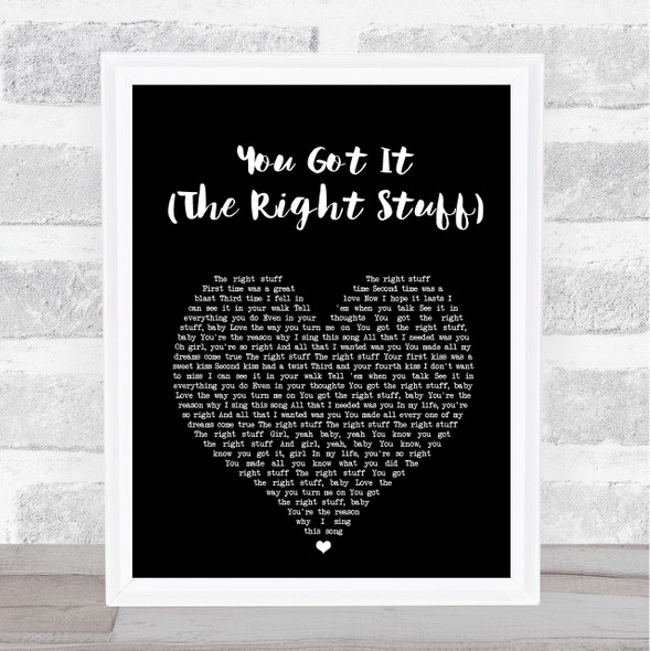 New Kids On The Block You Got It (The Right Stuff) Black Heart Song Lyric Print