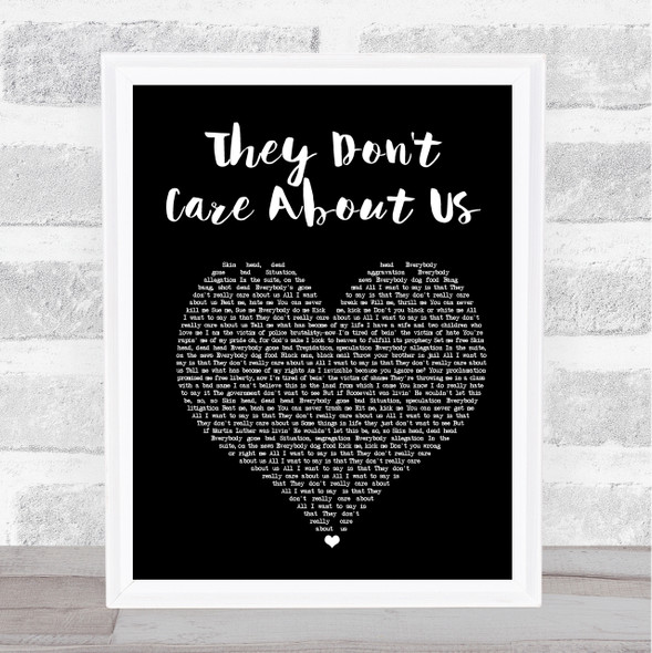 Michael Jackson They Don't Care About Us Black Heart Song Lyric Print