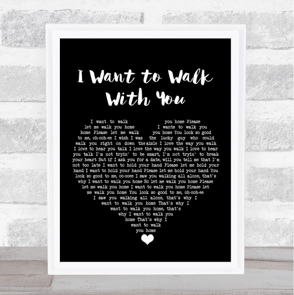 Fats Domino I Want to Walk With You Black Heart Song Lyric Print