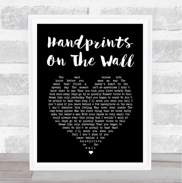 Kenny Rogers Handprints On The Wall Black Heart Song Lyric Print