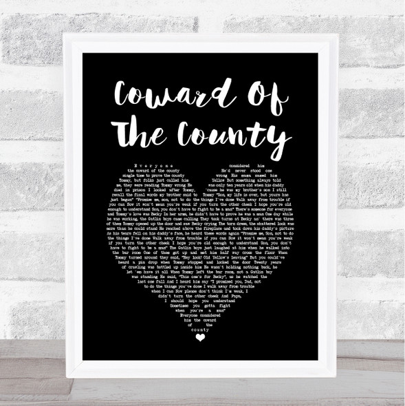 Kenny Rogers Coward Of The County Black Heart Song Lyric Print