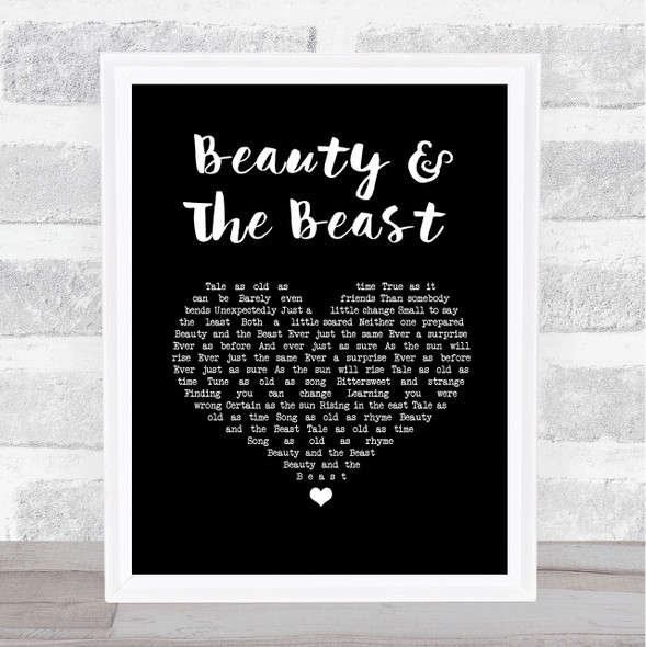 Celine Dion, Peabo Bryson Beauty & The Beast Black Heart Song Lyric Print
