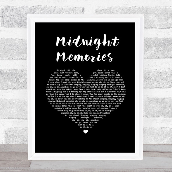 One Direction Midnight Memories Black Heart Song Lyric Print