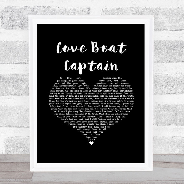 Pearl Jam Love Boat Captain Black Heart Song Lyric Print